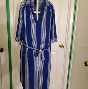 Enfocus Studio Blue Striped Shirt Dress Sz 10